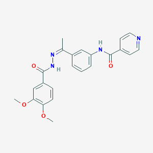 N-{3-[N-(3,4-dimethoxybenzoyl)ethanehydrazonoyl]phenyl}isonicotinamide