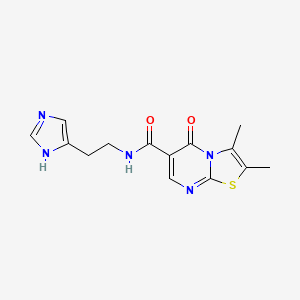 molecular formula C14H15N5O2S B4516729 N-[2-(1H-imidazol-4-yl)ethyl]-2,3-dimethyl-5-oxo-5H-[1,3]thiazolo[3,2-a]pyrimidine-6-carboxamide 