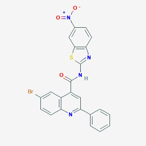 molecular formula C23H13BrN4O3S B451676 6-bromo-N-(6-nitro-1,3-benzothiazol-2-yl)-2-phenylquinoline-4-carboxamide 