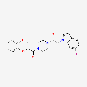 1-{2-[4-(2,3-dihydro-1,4-benzodioxin-2-ylcarbonyl)-1-piperazinyl]-2-oxoethyl}-6-fluoro-1H-indole