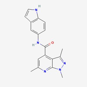 molecular formula C18H17N5O B4516791 N-1H-indol-5-yl-1,3,6-trimethyl-1H-pyrazolo[3,4-b]pyridine-4-carboxamide 