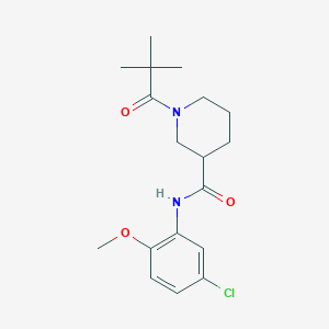 molecular formula C18H25ClN2O3 B4516804 N-(5-chloro-2-methoxyphenyl)-1-(2,2-dimethylpropanoyl)-3-piperidinecarboxamide 