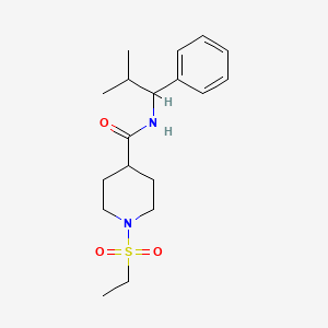 molecular formula C18H28N2O3S B4516966 1-(ethylsulfonyl)-N-(2-methyl-1-phenylpropyl)-4-piperidinecarboxamide 