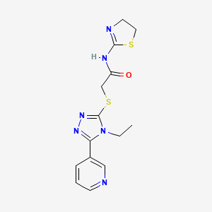 molecular formula C14H16N6OS2 B4516976 N-(4,5-dihydro-1,3-thiazol-2-yl)-2-{[4-ethyl-5-(3-pyridinyl)-4H-1,2,4-triazol-3-yl]thio}acetamide 