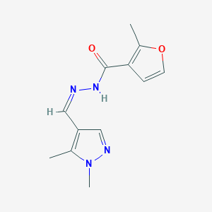 molecular formula C12H14N4O2 B451699 N'-[(Z)-(1,5-dimethyl-1H-pyrazol-4-yl)methylidene]-2-methylfuran-3-carbohydrazide 