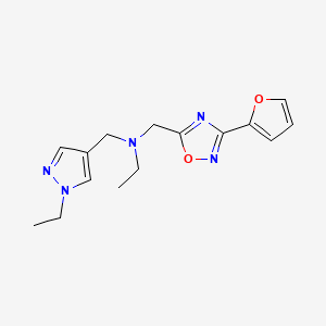 molecular formula C15H19N5O2 B4517006 N-[(1-ethyl-1H-pyrazol-4-yl)methyl]-N-{[3-(2-furyl)-1,2,4-oxadiazol-5-yl]methyl}ethanamine 