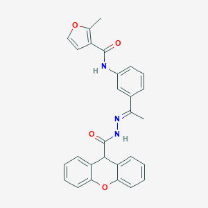 2-methyl-N-(3-{(1E)-1-[2-(9H-xanthen-9-ylcarbonyl)hydrazinylidene]ethyl}phenyl)furan-3-carboxamide