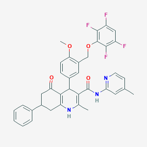 4-{4-methoxy-3-[(2,3,5,6-tetrafluorophenoxy)methyl]phenyl}-2-methyl-N-(4-methyl-2-pyridinyl)-5-oxo-7-phenyl-1,4,5,6,7,8-hexahydro-3-quinolinecarboxamide