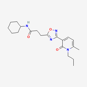 N-cyclohexyl-3-[3-(6-methyl-2-oxo-1-propyl-1,2-dihydro-3-pyridinyl)-1,2,4-oxadiazol-5-yl]propanamide