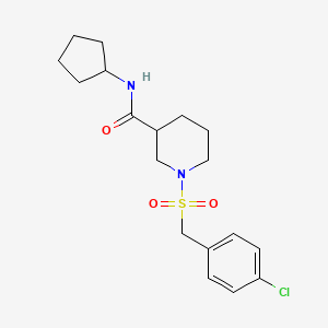 molecular formula C18H25ClN2O3S B4517107 1-[(4-CHLOROPHENYL)METHANESULFONYL]-N-CYCLOPENTYLPIPERIDINE-3-CARBOXAMIDE 