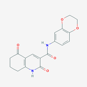 molecular formula C18H16N2O5 B4517174 N-(2,3-dihydro-1,4-benzodioxin-6-yl)-2,5-dioxo-1,2,5,6,7,8-hexahydro-3-quinolinecarboxamide 