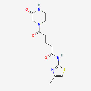 molecular formula C13H18N4O3S B4517225 N-(4-methyl-1,3-thiazol-2-yl)-5-oxo-5-(3-oxo-1-piperazinyl)pentanamide 