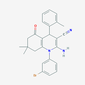 2-Amino-1-(3-bromophenyl)-7,7-dimethyl-4-(2-methylphenyl)-5-oxo-1,4,5,6,7,8-hexahydroquinoline-3-carbonitrile