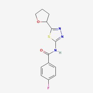 molecular formula C13H12FN3O2S B4517290 4-fluoro-N-[5-(tetrahydro-2-furanyl)-1,3,4-thiadiazol-2-yl]benzamide 