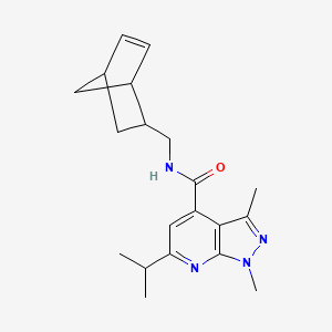 molecular formula C20H26N4O B4517376 N-(bicyclo[2.2.1]hept-5-en-2-ylmethyl)-6-isopropyl-1,3-dimethyl-1H-pyrazolo[3,4-b]pyridine-4-carboxamide 