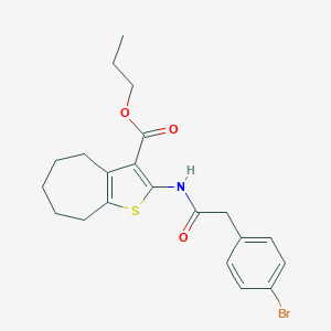 molecular formula C21H24BrNO3S B451739 propyl 2-{[(4-bromophenyl)acetyl]amino}-5,6,7,8-tetrahydro-4H-cyclohepta[b]thiophene-3-carboxylate 