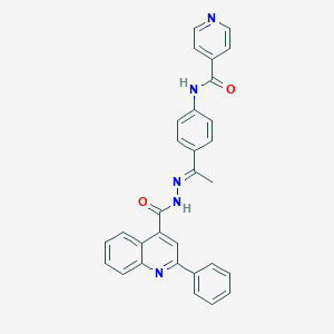 N-{4-[(1E)-1-{2-[(2-phenylquinolin-4-yl)carbonyl]hydrazinylidene}ethyl]phenyl}pyridine-4-carboxamide