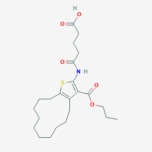 5-Oxo-5-{[3-(propoxycarbonyl)-4,5,6,7,8,9,10,11,12,13-decahydrocyclododeca[b]thiophen-2-yl]amino}pentanoic acid