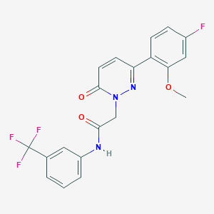 molecular formula C20H15F4N3O3 B4517454 2-[3-(4-fluoro-2-methoxyphenyl)-6-oxo-1(6H)-pyridazinyl]-N-[3-(trifluoromethyl)phenyl]acetamide 