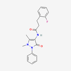 molecular formula C20H20FN3O2 B4517530 N-(1,5-dimethyl-3-oxo-2-phenyl-2,3-dihydro-1H-pyrazol-4-yl)-3-(2-fluorophenyl)propanamide 