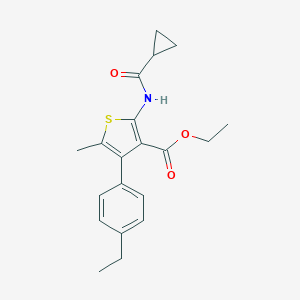 molecular formula C20H23NO3S B451757 Ethyl 2-[(cyclopropylcarbonyl)amino]-4-(4-ethylphenyl)-5-methyl-3-thiophenecarboxylate 