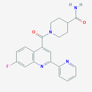 1-{[7-fluoro-2-(2-pyridinyl)-4-quinolinyl]carbonyl}-4-piperidinecarboxamide