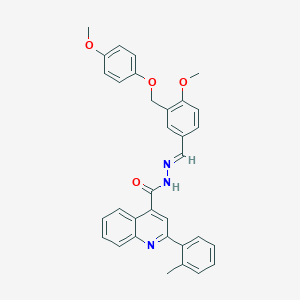 molecular formula C33H29N3O4 B451758 N'-{4-methoxy-3-[(4-methoxyphenoxy)methyl]benzylidene}-2-(2-methylphenyl)-4-quinolinecarbohydrazide 