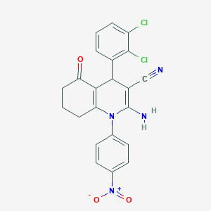 molecular formula C22H16Cl2N4O3 B451759 2-Amino-4-(2,3-dichlorophenyl)-1-(4-nitrophenyl)-5-oxo-1,4,5,6,7,8-hexahydroquinoline-3-carbonitrile 