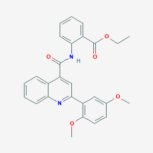 molecular formula C27H24N2O5 B451762 Ethyl 2-({[2-(2,5-dimethoxyphenyl)-4-quinolinyl]carbonyl}amino)benzoate 