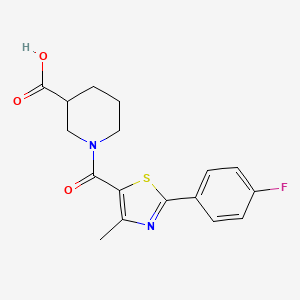 molecular formula C17H17FN2O3S B4517678 1-{[2-(4-fluorophenyl)-4-methyl-1,3-thiazol-5-yl]carbonyl}-3-piperidinecarboxylic acid 