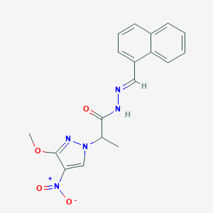 molecular formula C18H17N5O4 B451768 2-{4-nitro-3-methoxy-1H-pyrazol-1-yl}-N'-(1-naphthylmethylene)propanohydrazide 