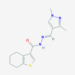molecular formula C15H18N4OS B451770 N'-[(E)-(1,3-dimethyl-1H-pyrazol-4-yl)methylidene]-4,5,6,7-tetrahydro-1-benzothiophene-3-carbohydrazide 