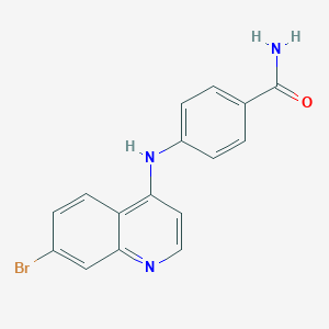 molecular formula C16H12BrN3O B4517797 4-[(7-溴-4-喹啉基)氨基]苯甲酰胺 