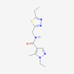 molecular formula C12H17N5OS B4517799 1-ethyl-N-[(5-ethyl-1,3,4-thiadiazol-2-yl)methyl]-5-methyl-1H-pyrazole-4-carboxamide 