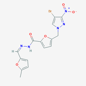 5-({4-bromo-3-nitro-1H-pyrazol-1-yl}methyl)-N'-[(5-methyl-2-furyl)methylene]-2-furohydrazide