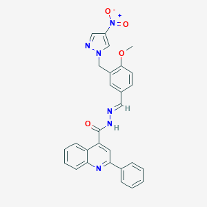 molecular formula C28H22N6O4 B451787 N'-[3-({4-nitro-1H-pyrazol-1-yl}methyl)-4-methoxybenzylidene]-2-phenyl-4-quinolinecarbohydrazide 