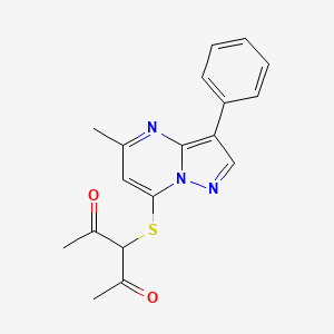 3-({5-Methyl-3-phenylpyrazolo[1,5-a]pyrimidin-7-yl}sulfanyl)pentane-2,4-dione