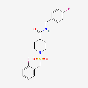 molecular formula C20H22F2N2O3S B4517921 N-(4-氟苄基)-1-[(2-氟苄基)磺酰基]-4-哌啶甲酰胺 