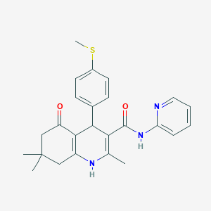 molecular formula C25H27N3O2S B451793 2,7,7-Trimethyl-4-[4-(methylsulfanyl)phenyl]-5-oxo-N-(2-pyridinyl)-1,4,5,6,7,8-hexahydro-3-quinolinecarboxamide 
