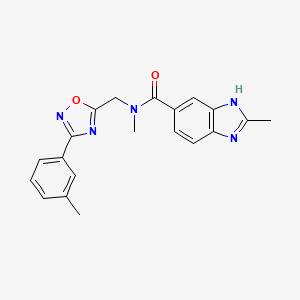 molecular formula C20H19N5O2 B4517935 N,2-dimethyl-N-{[3-(3-methylphenyl)-1,2,4-oxadiazol-5-yl]methyl}-1H-benzimidazole-5-carboxamide 