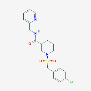 molecular formula C19H22ClN3O3S B4518020 1-[(4-氯苄基)磺酰基]-N-(2-吡啶基甲基)-3-哌啶甲酰胺 