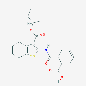 molecular formula C21H27NO5S B451806 6-({[3-(Sec-butoxycarbonyl)-4,5,6,7-tetrahydro-1-benzothien-2-yl]amino}carbonyl)-3-cyclohexene-1-carboxylic acid 