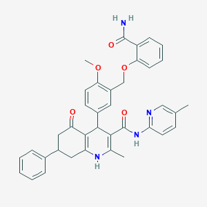 4-{3-[(2-carbamoylphenoxy)methyl]-4-methoxyphenyl}-2-methyl-N-(5-methylpyridin-2-yl)-5-oxo-7-phenyl-1,4,5,6,7,8-hexahydroquinoline-3-carboxamide