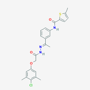 N-(3-{N-[(4-chloro-3,5-dimethylphenoxy)acetyl]ethanehydrazonoyl}phenyl)-5-methyl-2-thiophenecarboxamide