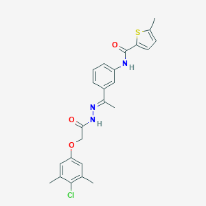 molecular formula C24H24ClN3O3S B451814 N-{3-[(1E)-1-{2-[(4-chloro-3,5-dimethylphenoxy)acetyl]hydrazinylidene}ethyl]phenyl}-5-methylthiophene-2-carboxamide 