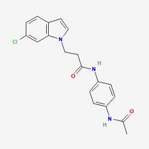 molecular formula C19H18ClN3O2 B4518159 N-[4-(乙酰氨基)苯基]-3-(6-氯-1H-吲哚-1-基)丙酰胺 