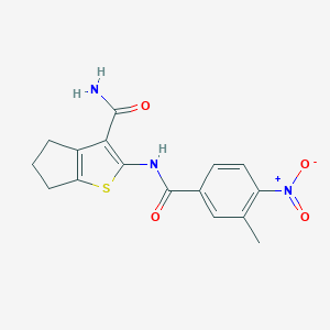molecular formula C16H15N3O4S B451821 2-({4-nitro-3-methylbenzoyl}amino)-5,6-dihydro-4H-cyclopenta[b]thiophene-3-carboxamide 