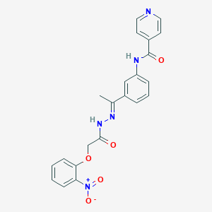 N-{3-[N-({2-nitrophenoxy}acetyl)ethanehydrazonoyl]phenyl}isonicotinamide