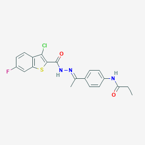 N-(4-{N-[(3-chloro-6-fluoro-1-benzothien-2-yl)carbonyl]ethanehydrazonoyl}phenyl)propanamide