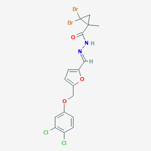 2,2-dibromo-N'-({5-[(3,4-dichlorophenoxy)methyl]-2-furyl}methylene)-1-methylcyclopropanecarbohydrazide